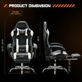 thumbnail image 3 of KPUY Video Game Desk Chair - Ergonomic Computer with Footrest and Comfy Lumbar Support, PU Leather Recliner with Headrest, Fixed Up Armrest, Height Adjustable with 360° Swivel, Black White, 3 of 8