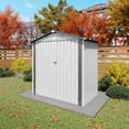 thumbnail image 6 of Aukfa 6x3.6 FT Outdoor Storage Shed with Lockable Door & Peaked Roof, Waterproof Garden Shed, Compact Metal Shed for Backyard, Patio, Bike & Tool Storage, White, 6 of 8
