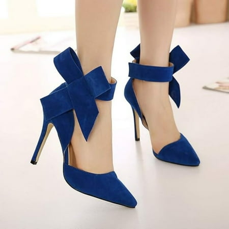 

HOLXI 2024 Women s Pointy Toe High Heel Stiletto Big Bowknot Pumps