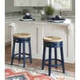 thumbnail image 4 of Morgan 25" Backless Counter Stool with Swivel, Navy Blue with Natural Rush, 4 of 9