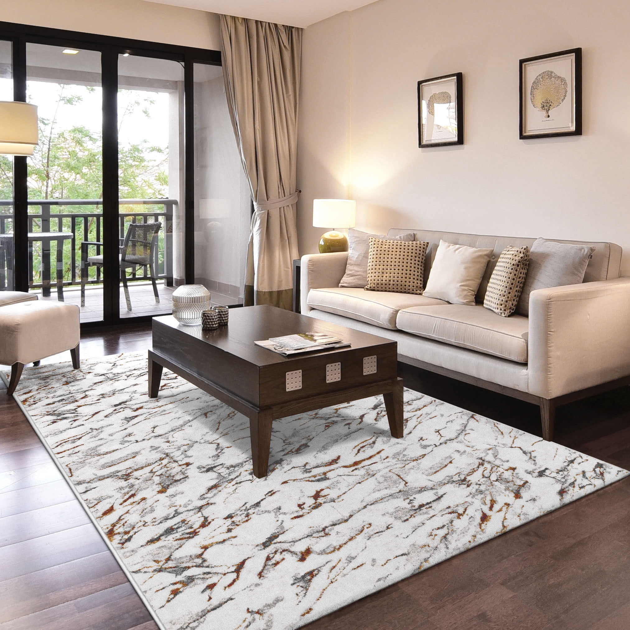 Couristan Sonnet Marbre 2'7" X 7'10" Grey-Chocolate Indoor Runner Rug