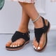 thumbnail image 1 of Sandalias de cuña con borlas huecas y punta redonda para mujer Chanclas de color sólido Wmkox8yii sa4268, 1 of 8