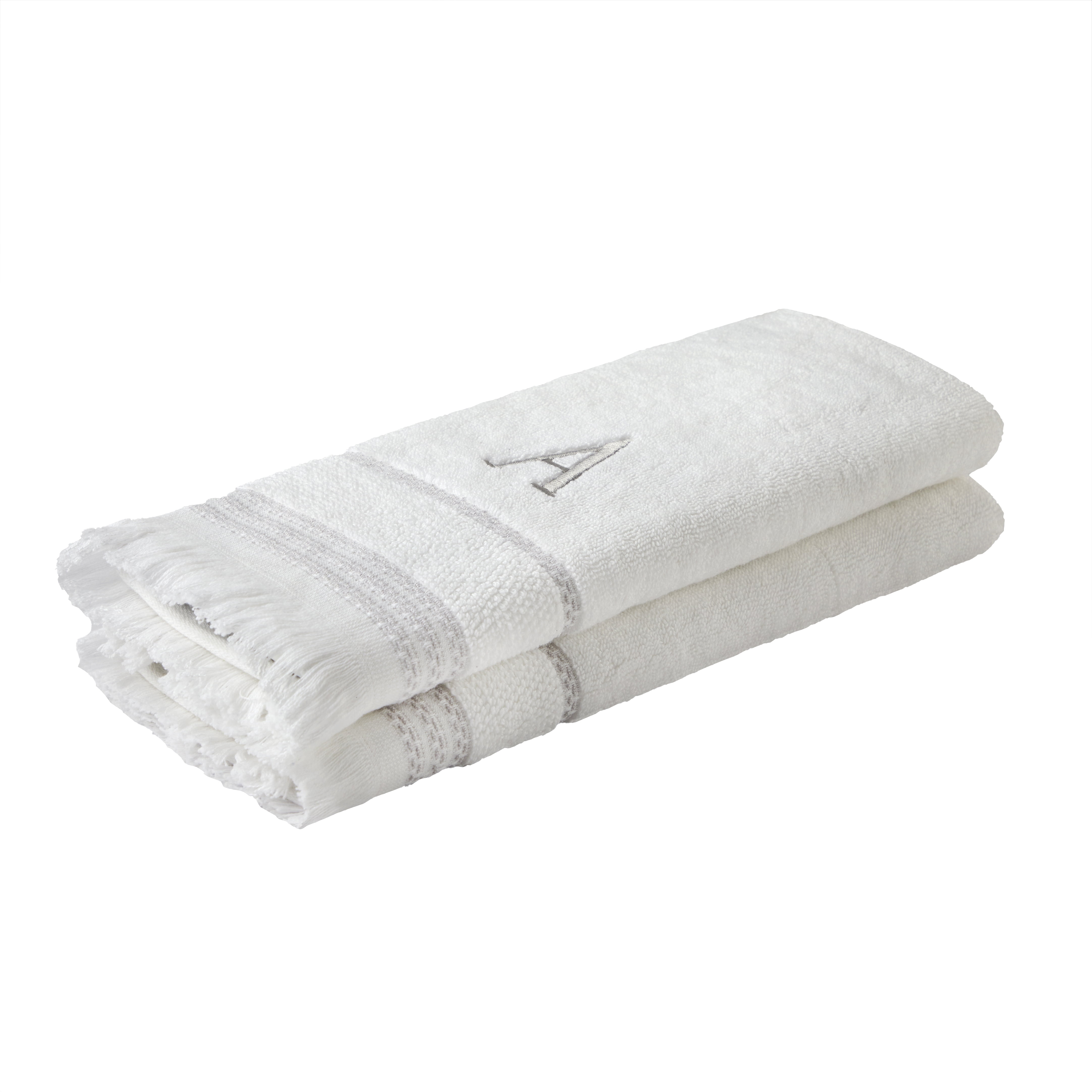 SKL Home Casual Monogram Hand Towel (2-Pack), "A", White