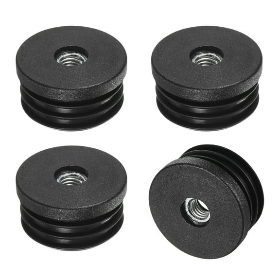 Uxcell 4-Pack Inserts for Round Tubes with M8 Thread, 1.5" (38mm) OD Plastic Tube Insert for Chair/Table/Caster, Tubing End Cap