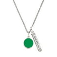 thumbnail image 1 of Delight Jewelry Silvertone Small Green Enamel Disc Silvertone Guardian Angel Bar Charm Necklace, 23", 1 of 4