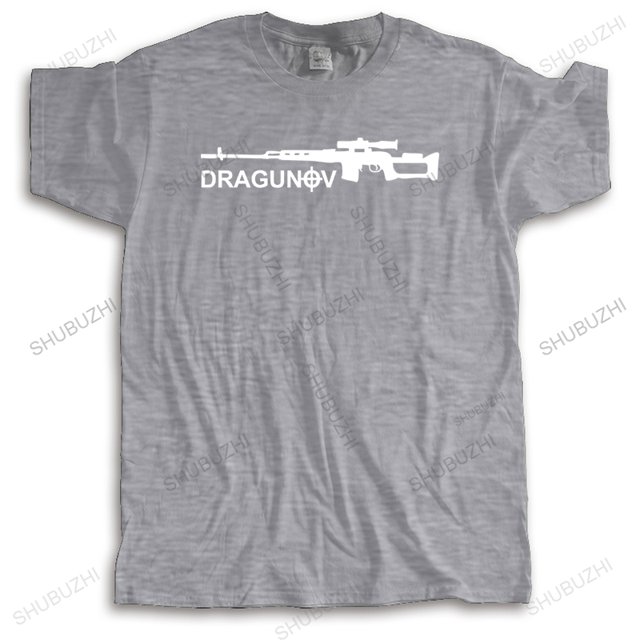 Camiseta negra de algodón para hombre camisa de marca Dragunov One Shot One Kill Rifle de francotirador ruso Verano