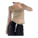 thumbnail image 5 of VISgogo Ladies Mesh See-through Tops, Mujeres Estilo de ocio Color sólido Fuera del hombro Manga larga Hollow Slim Beach Cover-Up VISgogo moda, 5 of 9