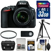 Nikon D5500 Wi-Fi Digital SLR Camera & 18-55mm G VR DX II AF-S Zoom Lens (Black) with 32GB Card + Case + Tripod + Filter + Accessory Kit