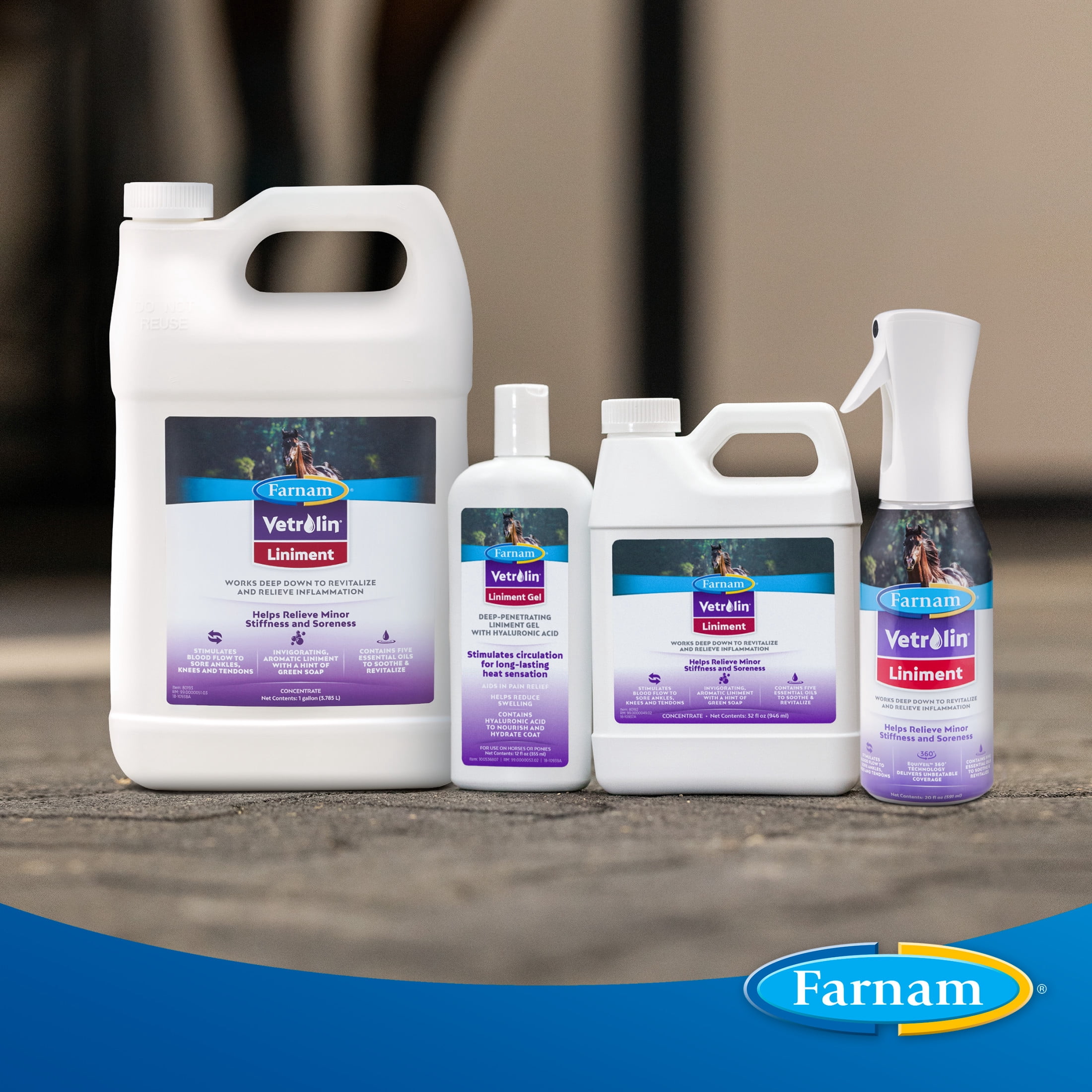 Farnam Vetrolin Horse Liniment for Muscle Soreness, Stiffness and Inflammation Relief on Horses, Helps Reduce Swelling 32 Fluid Ounces