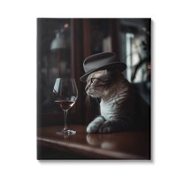 Stupell Industries Classy Cat at Bar Animals & Insects Painting Gallery Wrapped Canvas Art Print Wall Art, 24 x 30