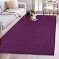 thumbnail image 2 of 2.7x5 Washable Area Rug, Vintage Dark Non-Slip Rectangle Rug for Bedroom Bedside, Purple Linen Texture Farmhouse Indoor Floor Mat for Home Decor, 2 of 9