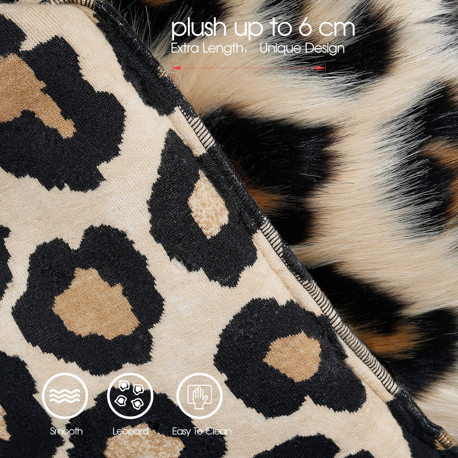 INSMEER Leopard Print Pillow Case Decorative Fluffy Pillow Covers Faux Fur Cushion Cover 18x18 inch for Bedroom Couch Sofa Home