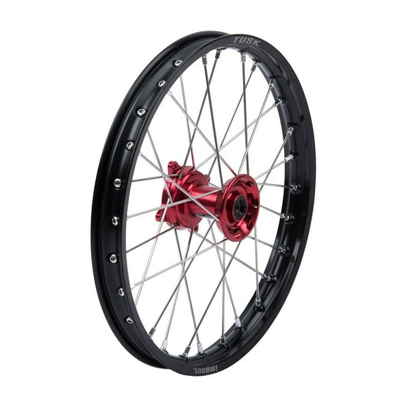 Tusk Impact Complete Wheel - Front 17 x 1.40 Black Rim/Silver Spoke/Red Hub For Honda CRF150R Expert 2007-2009,2012-2025