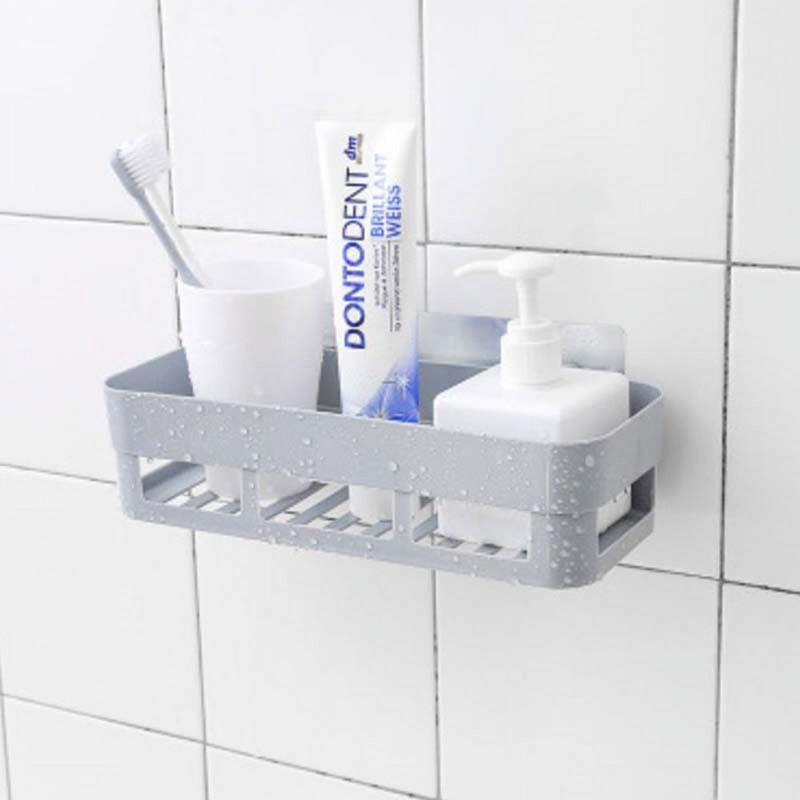 1pc Free Punching Bathroom Shelf With Suction Cup For Toilet, Wall Hanging  Plastic Shower Caddy, Storage Rack Organizer