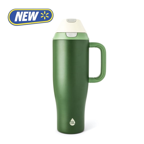 TAL 40oz Stainless Steel 2-in-1 Straw and Chug Tumbler with Push Lid and Handle, Army Green