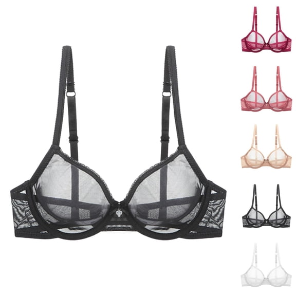 See through Bras for Women Mesh Lace Breathable Unlined Soft Underwire Bralettes Non Padded Clear Bra