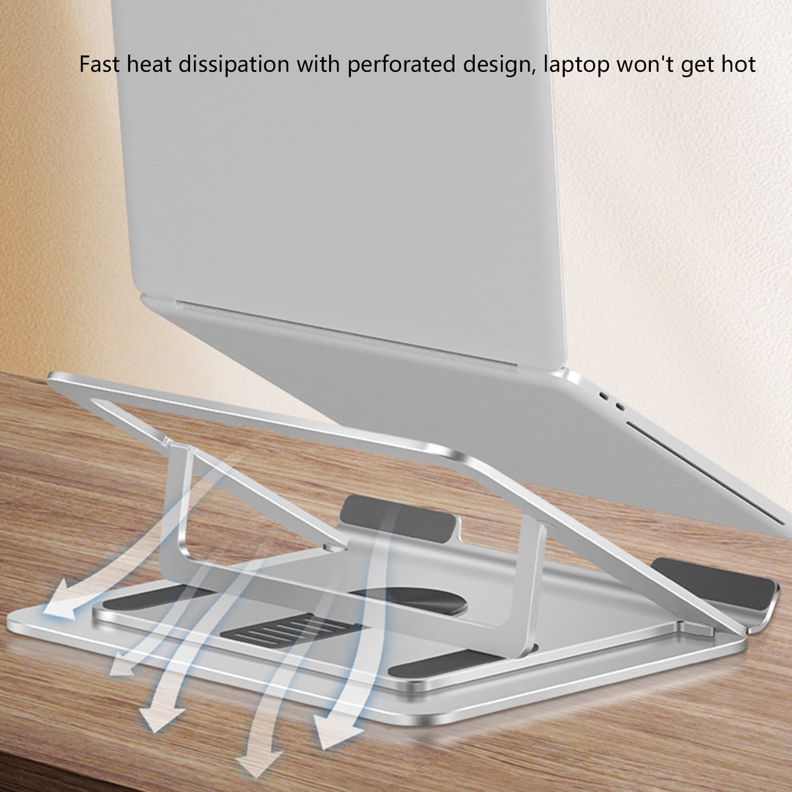 Foldable Aluminum Laptop Stand With 7 Heights Setting And NonSlip Base For Secure Placement On Any Desk Or Surfaces