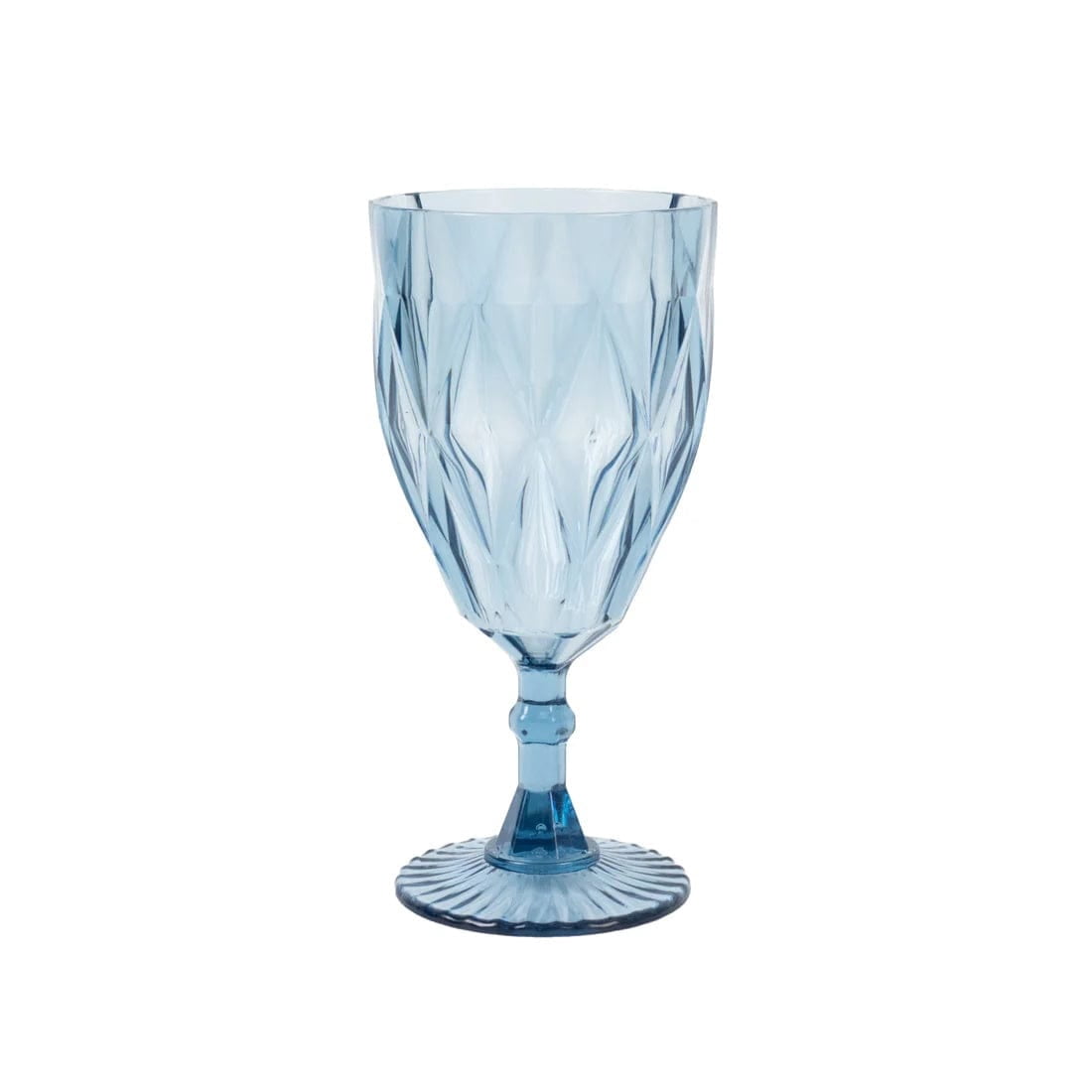 Balsa Circle 12 Dusty Blue 11oz Vintage Diamond Cut Plastic Wine Glasses Wedding Supplies