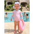 thumbnail image 5 of BemeyourBBs Toddler Baby Girl Heart Swimsuit Infant Bathing Suit One-Piece Swimsuits With Sun Hat Set Ruffle Rash Guard Long Sleeve Swimwear Summer Beach Wear, 5 of 9