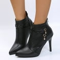thumbnail image 2 of Mepaouo Ankle Boots for Women Pointy Toe Stiletto High Heel Booties Buckle Slip on Dress Boots Shoes, 2 of 6