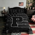 thumbnail image 2 of Meiyoeat Grunge Us Flag Letter P Full Size Comforter Sets 3-Piece for Men Adults,Classic Alphabet Bedding Comforter Set,Black Gray White,1 Comforter and 2 Pillowcases, 2 of 6