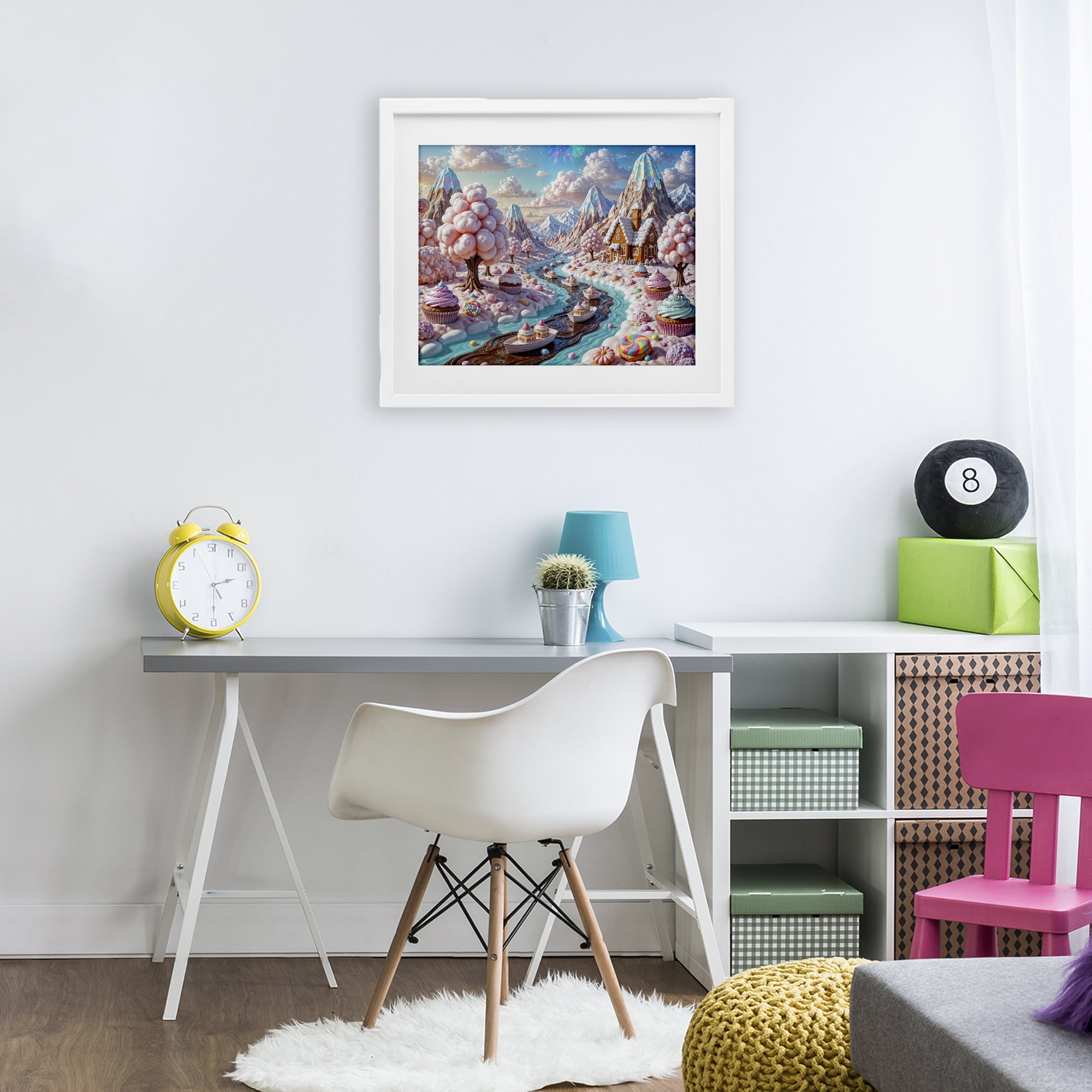 Stupell Industries Dreamlike Candy Land Whimsy White Framed Print Under Glass, design by Tabz Jones