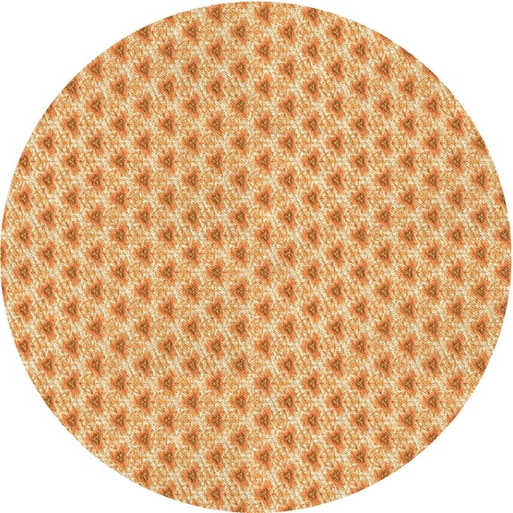 Ahgly Company Indoor Round Patterned Neon Orange Area Rugs, 5' Round