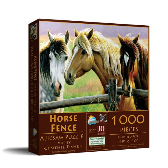 SUNSOUT INC - Horse Fence - 1000 pc Jigsaw Puzzle by Artist: Cynthie Fisher - Finished Size 19" x 30" - MPN# 70922