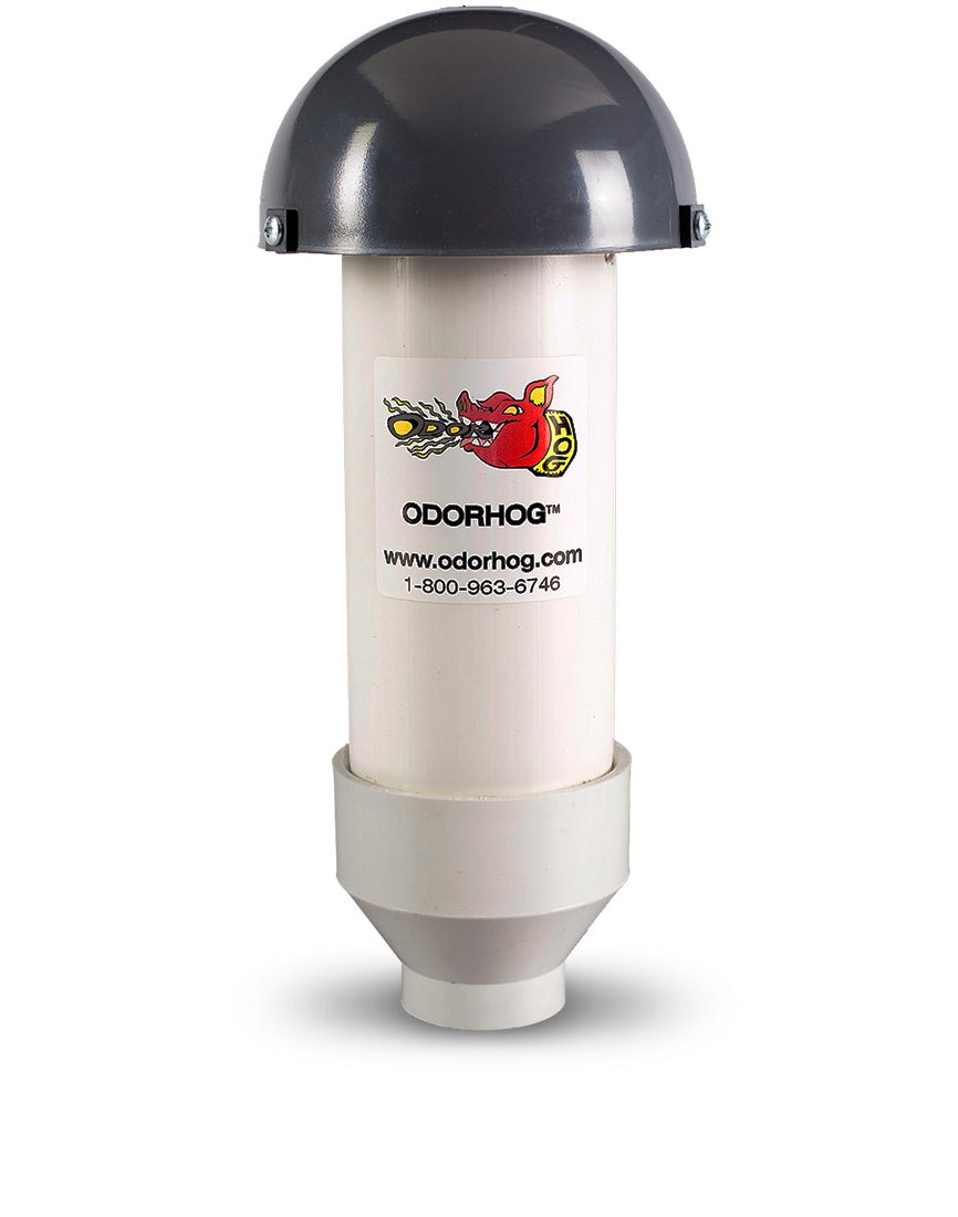 OdorHog Mushroom Cap Vent Stack Pipe Filter 1.5" PVC Slip On, Removes