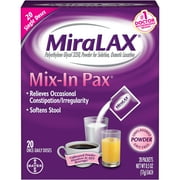 Pack of 4 MiraLAX Mix-in Pax Unflavored Powder Packets - 20 ct - Package may vary