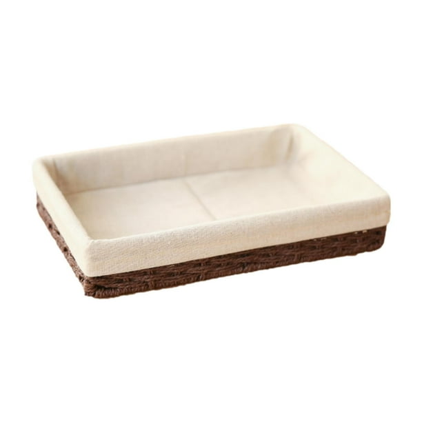 Cesta de canasta tejida Cesta de almacenamiento de cuerda Bin organizador rectangular para bebidas para el desayuno y almuerzo de alimentos Decoración café