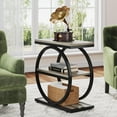 thumbnail image 2 of Tribesigns End Table, Wood Side Table with Black Metal Frames, Narrow End Table with 3 Storage Shelves for Living Room, 2 of 7