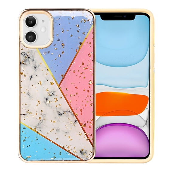 For Apple Iphone 11 Xi6.1 Luxury Chrome Glitter Design Case Cover - Colorful Marble