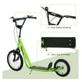 thumbnail image 5 of Aosom Youth Scooter, Teens Kick Scooter, Adjustable Handlebar Ride On Toy for 5+ with 16" Front and 12" Rear Dual Brakes Inflatable Wheels, Green, 5 of 9