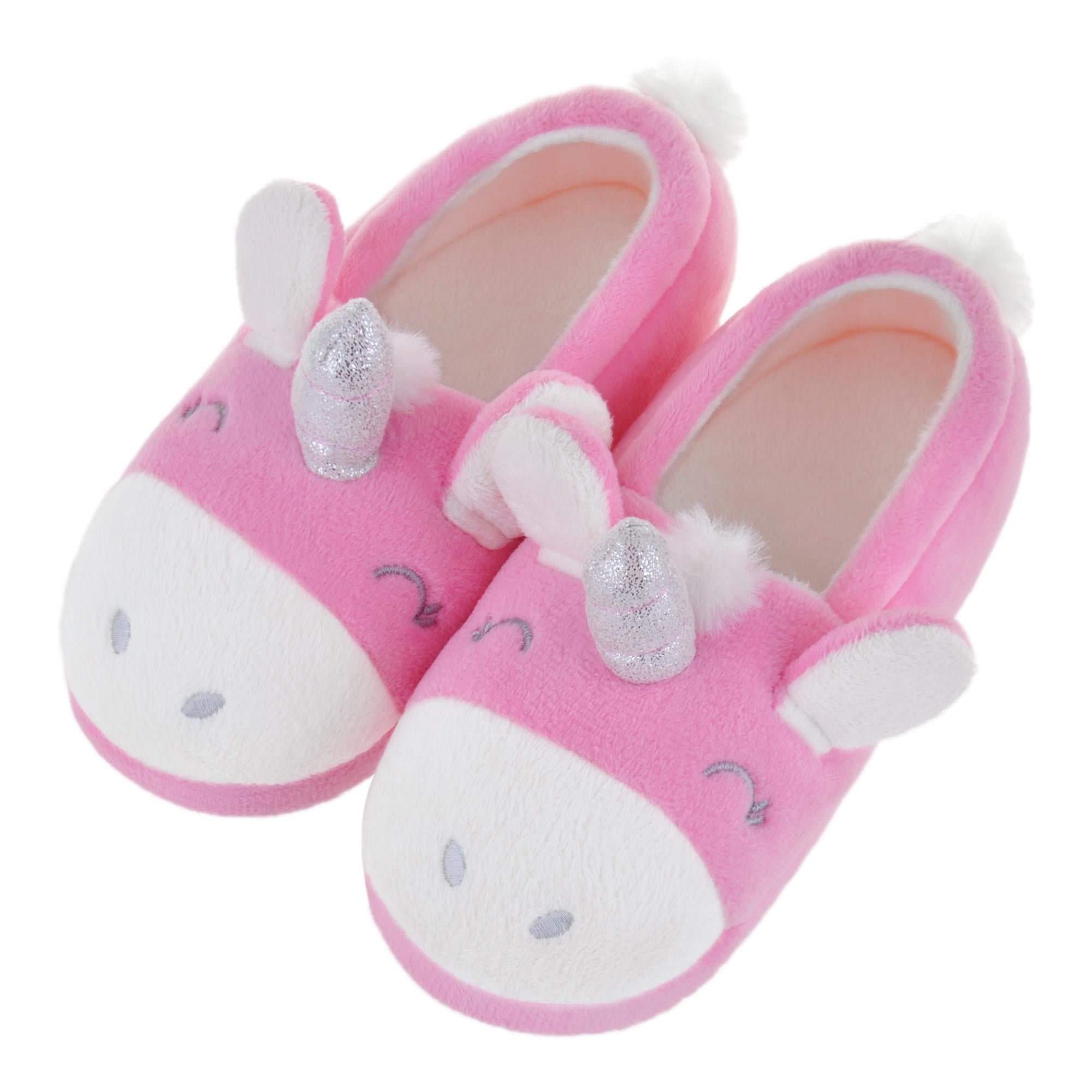 Girls Unicorn Pink Slippers Sizes 4-12 Infants m 