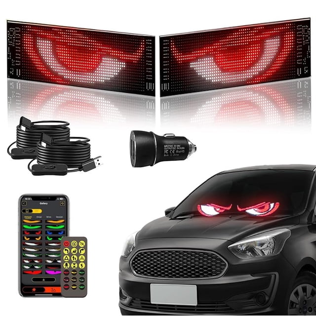 Letrero LED Nfutreon flexible con forma de ojos de diablo para coche, 37 x 9 cm