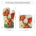 thumbnail image 2 of Cute Dragon Baby Oven Mitts And Pot Holders Sets of 4 Oven Gloves Set Potholders for Kitchen Cooking Baking Grilling Anti Scald Hot Pads And Heat Resistant, 2 of 6