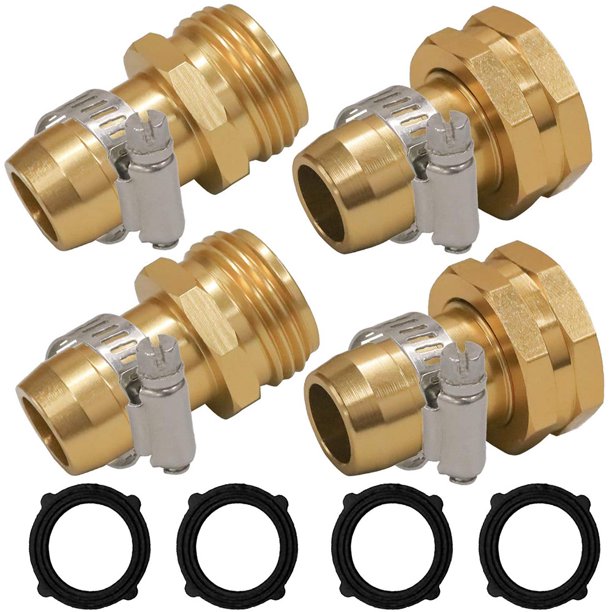 Elbourn Garden Hose Repair Connector with Stainless Steel Clamps