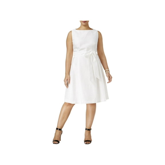 Anne Klein Womens Plus Striped Sleeveless Mini Dress