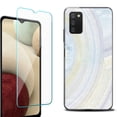 thumbnail image 1 of Slim-Fit Protective Fashion Phone Case (Black) for Samsung Galaxy A03s, with Tempered Glass Screen Protector, by OneToughShield ® - Marble / Rainbow, 1 of 4