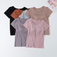thumbnail image 1 of Camiseta de manga corta con almohadilla para el pecho, sujetador sin costuras, pijama de yoga de una pieza para mujer de verano, 1 of 1