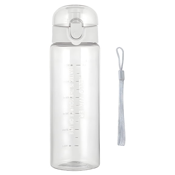 ICERUN Clear Water Bottle,780ml Plastic Gym Water Bottle with Measurements,Stylish Daily Water Intake Bottle with Strap