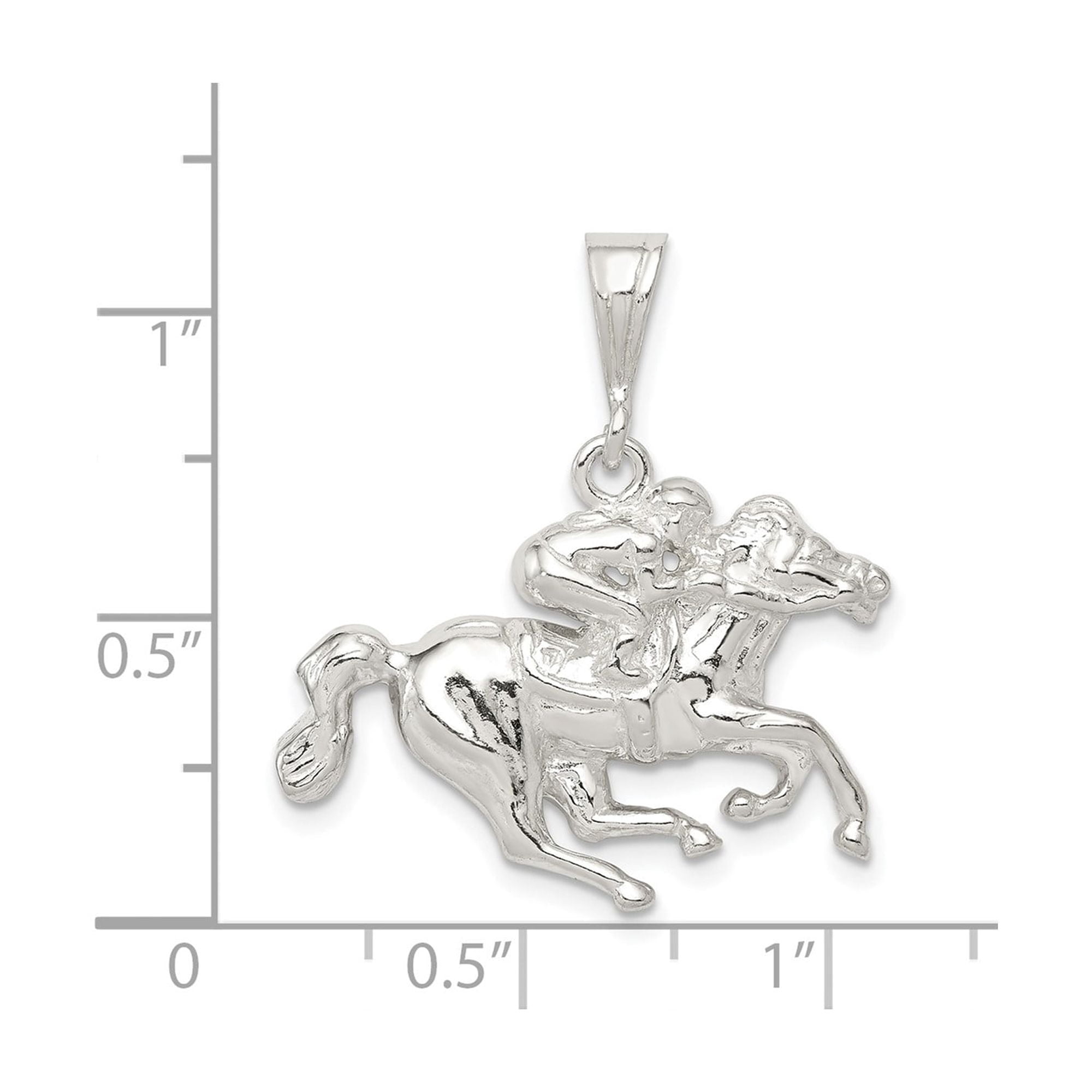 Sterling Silver Horse Racing Pendant with Galloping Jockey, 925 Equestrian Necklace for Men and Women, Sport Charm Symbolizing Speed and Passion
