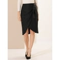 thumbnail image 5 of Allegra K Women's Summer Skirts Faux Wrap Tie Front Knee Length Skirt, 5 of 6