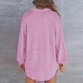 thumbnail image 4 of Women's Waffle Knit Top Fashion Lightweight Sweatshirt Solid Color Lapel Casual Long Sleeve Women's Button-down Shirt xingse XXL, 4 of 5