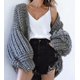 thumbnail image 2 of Chaqueta tipo suéter con mangas abullonadas de murciélago tejida a mano pura de estilo europeo y americano para mujer, otoño e invierno, 2 of 5