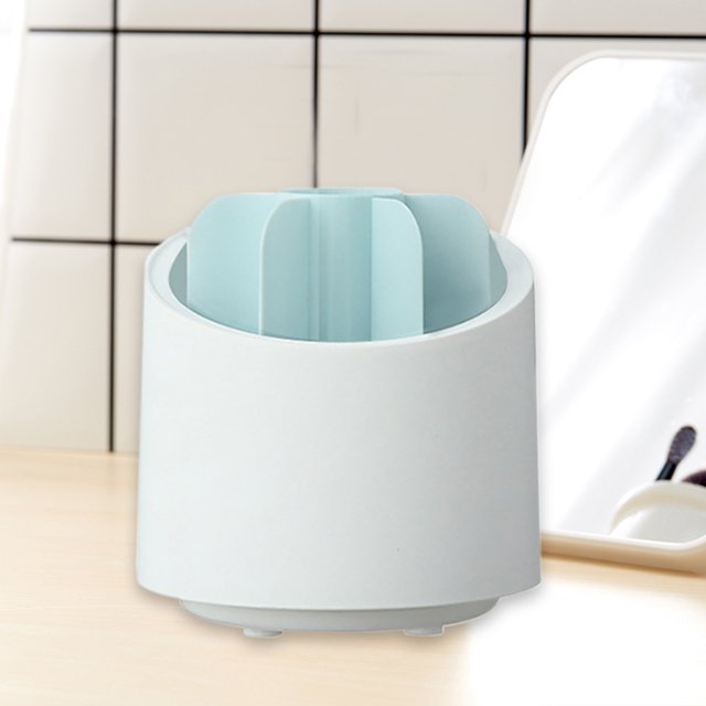 Organizador Caja de almacenamiento para brochas de maquillaje con rotación de 360 grados, soporte de escritorio (azul sin cubierta) Ehuebsd Libre de BPA