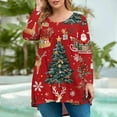 thumbnail image 2 of Christmas Plus Size Tops for Women 4x-5x Sexy V Neck Shirts Snowman Graphic T-Shirt Long Sleeve Tee Shirt Tops Dressy Casual Tunic Tops, 2 of 5