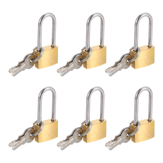 Candado de latón Uxcell con llaves, 6 Pcs de 3/8" de ancho y 1 pulgada de largo, candados impermeables y a prueba de óxido