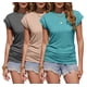 thumbnail image 2 of Camiseta Zeagoo para mujer, manga corta, fruncida, cuello redondo, paquete de 3, 2 of 6